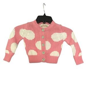 Matilda Jane Sweater Baby Size 18-24 Pink/White Polka Dot Knit Button Front